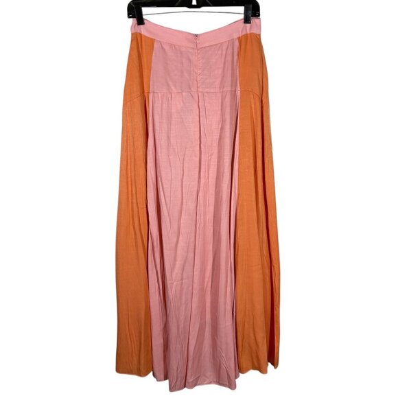 Petal & Pup Pink & Orange Color Block High Low Maxi Skirt Women's US Size 8 - Picture 2 of 9